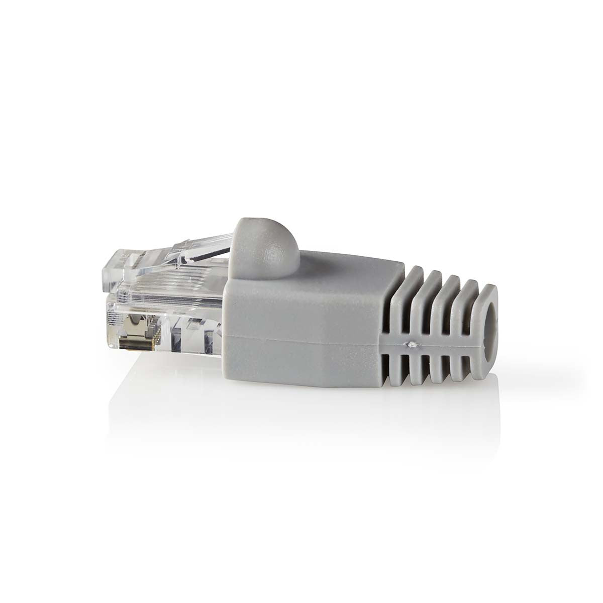 Conjunto de Conectores de Rede Cat6 UTP | RJ45 Macho - Capa Protetora Independente para Conector, 10 Unidades, Cinza