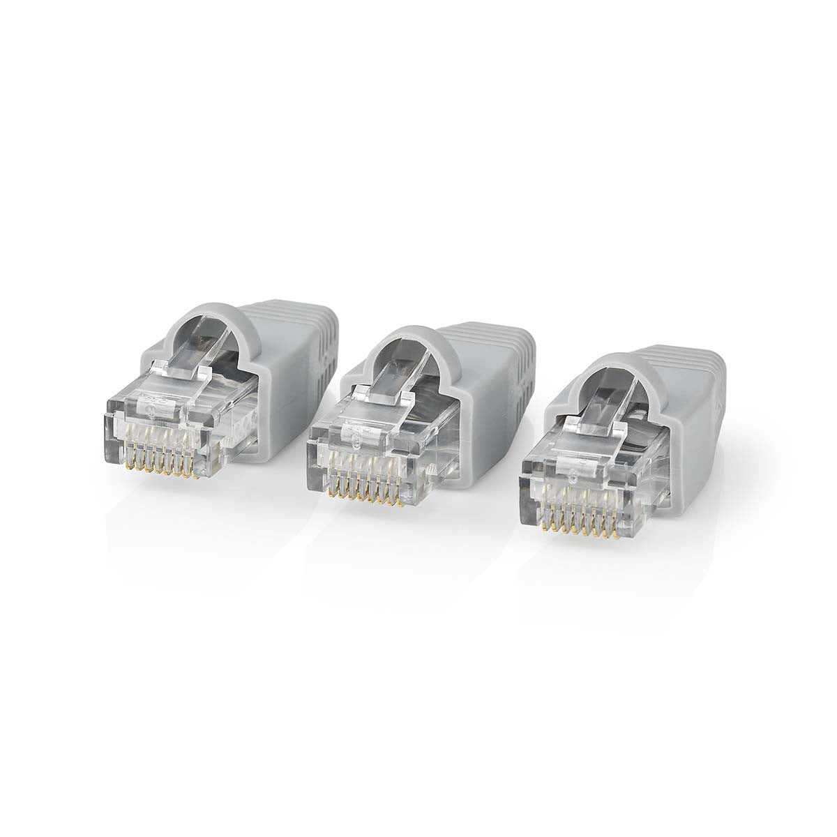 Conjunto de Conectores de Rede Cat6 UTP | RJ45 Macho - Capa Protetora Independente para Conector, 10 Unidades, Cinza