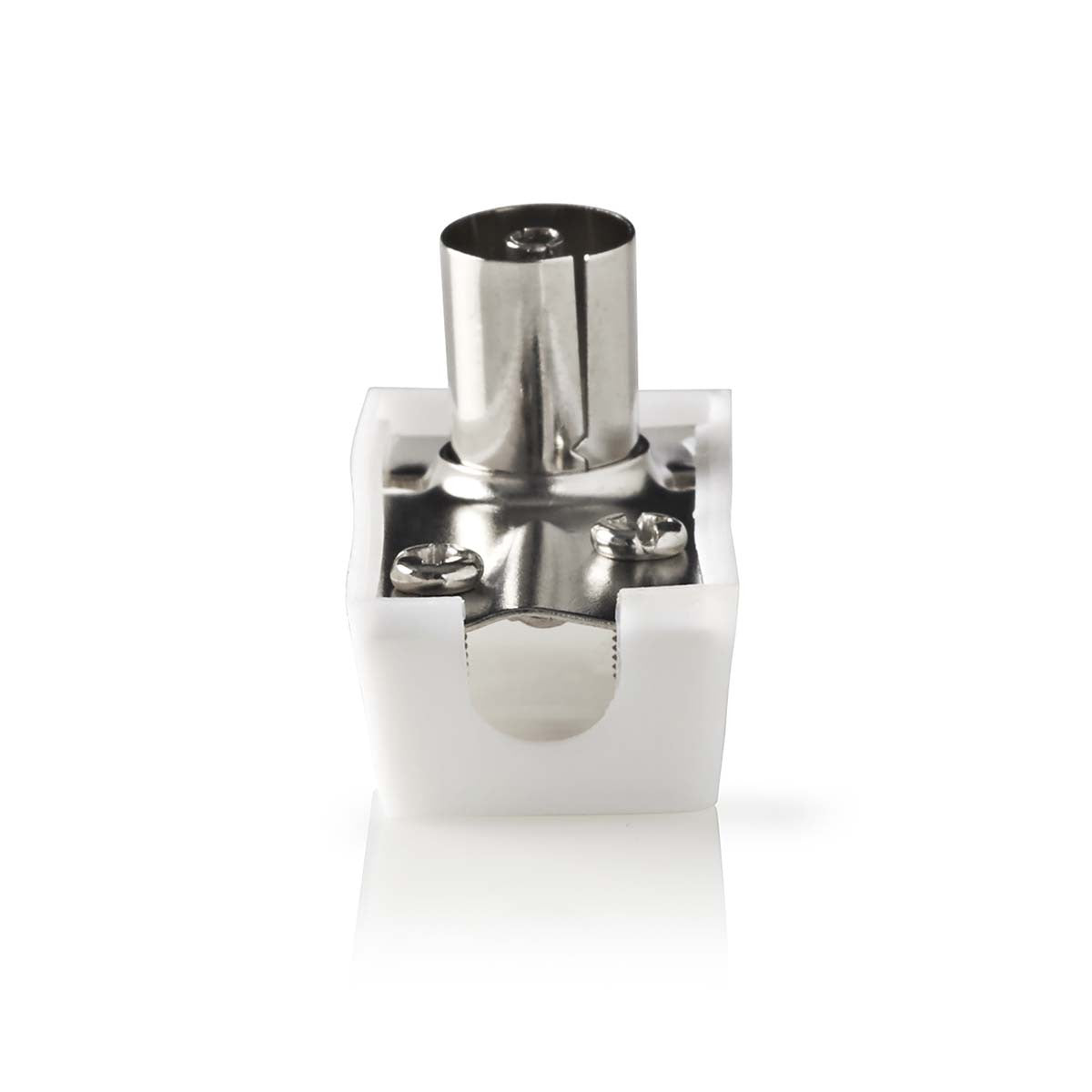 Conector IEC (coaxial) | Macho + Fêmea - Angulado - 2 unidades - Branco