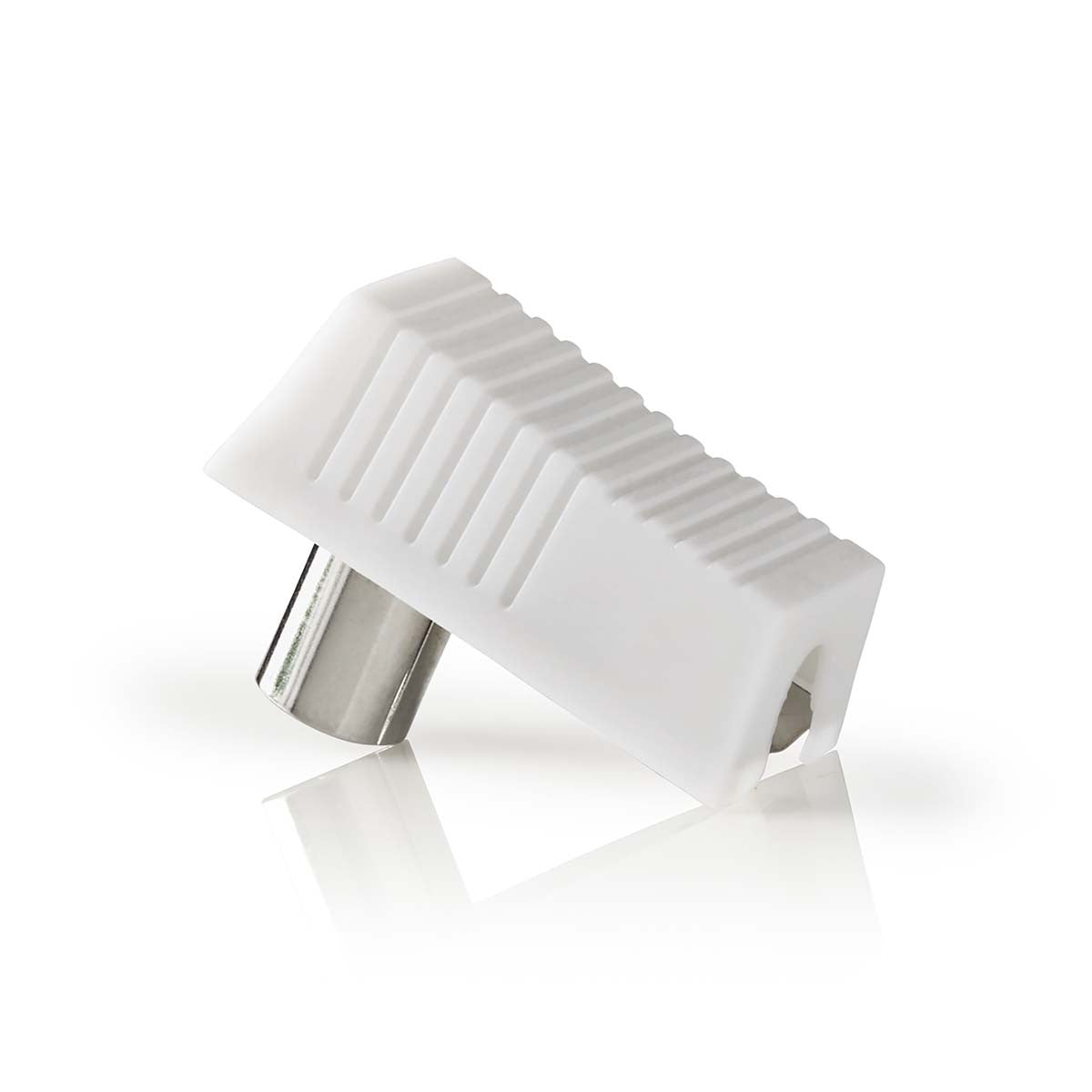 Conector IEC (coaxial) | Macho + Fêmea - Angulado - 2 unidades - Branco