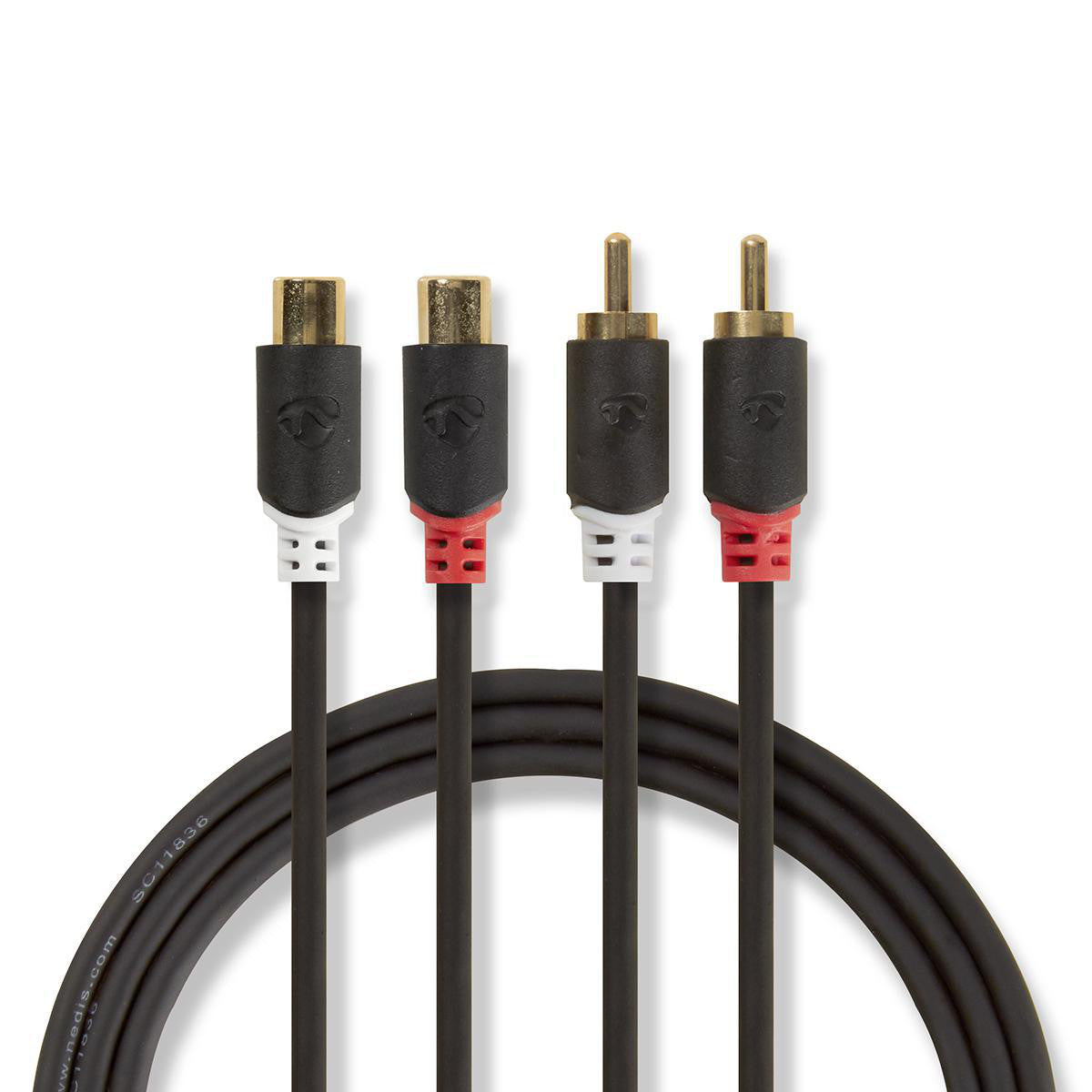 Stereo Audio Cable | 2x RCA Male - Female 2.0 m Anthracite