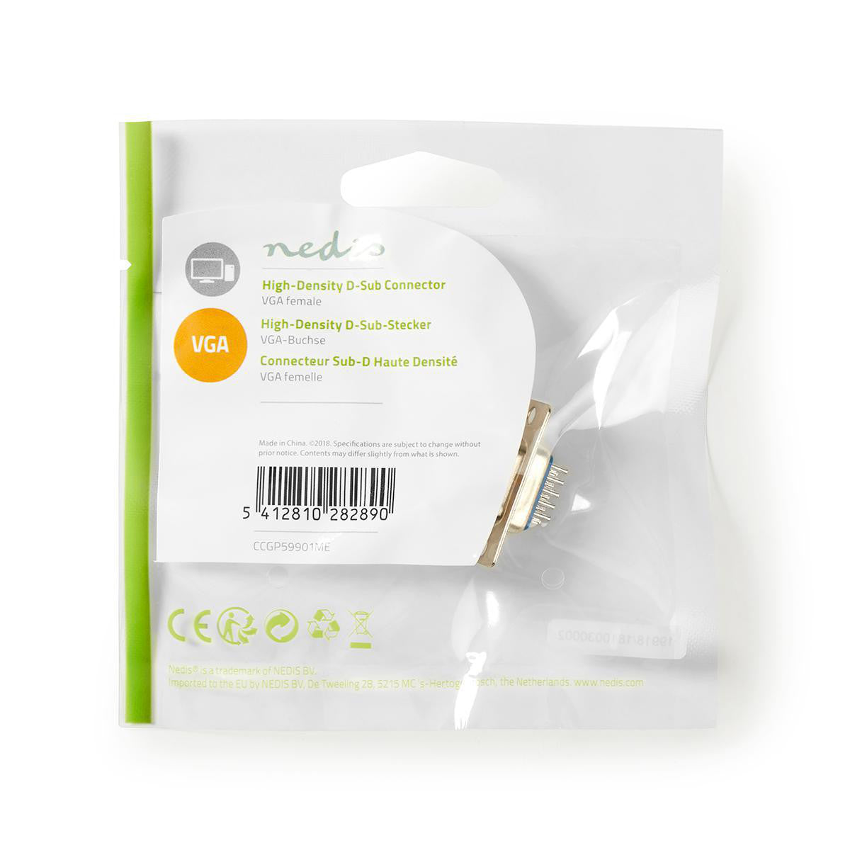 Conector D-sub de alta densidade | VGA fêmea em metal