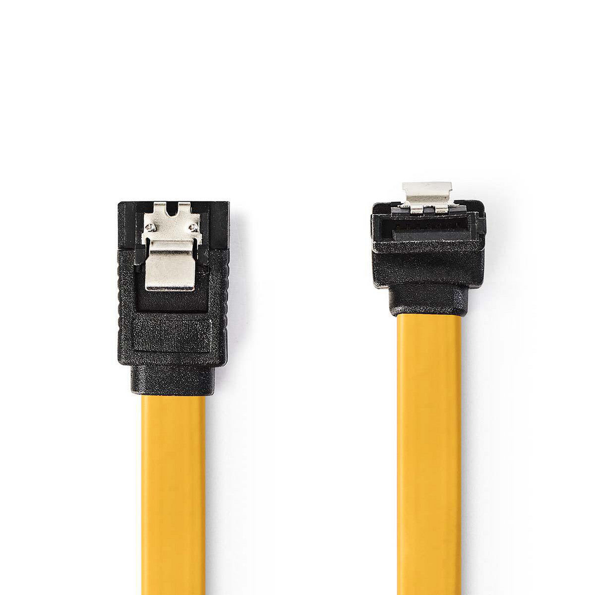 Sata 6Gb/s Data Cable | 7 Pin Female Locking - Angled 90° 1.0m Yellow Cables