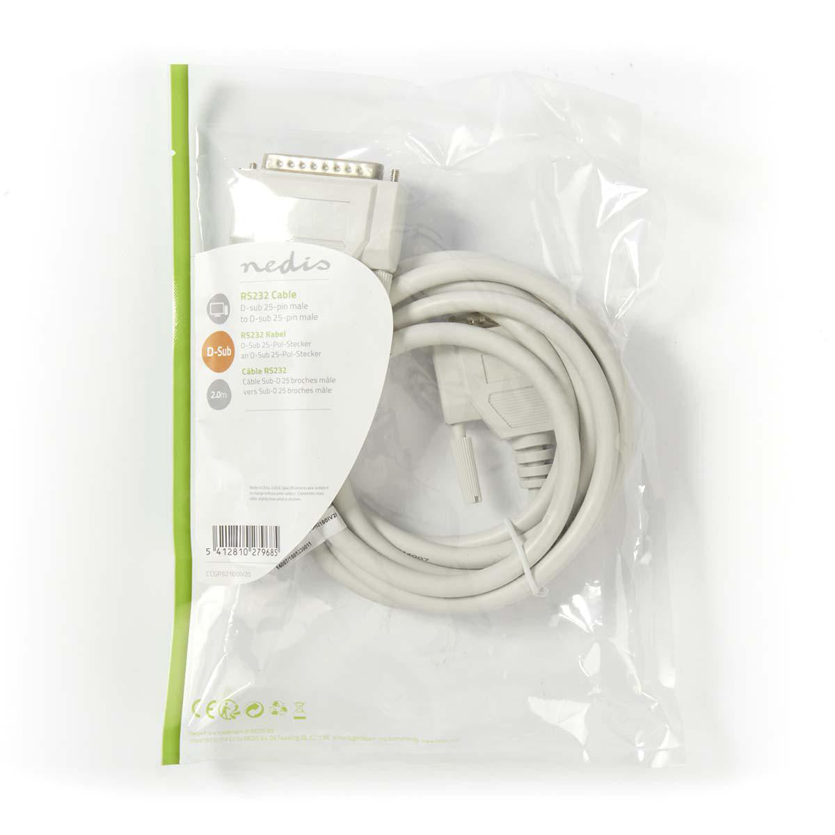 Cable Rs232 | D-sub de 25 Pines Macho - 2,0 m Color Marfil