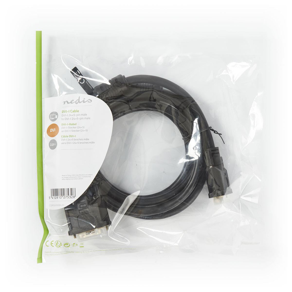 DVI Cable | DVI-i 24+5 Pin Male - 2.0m Black
