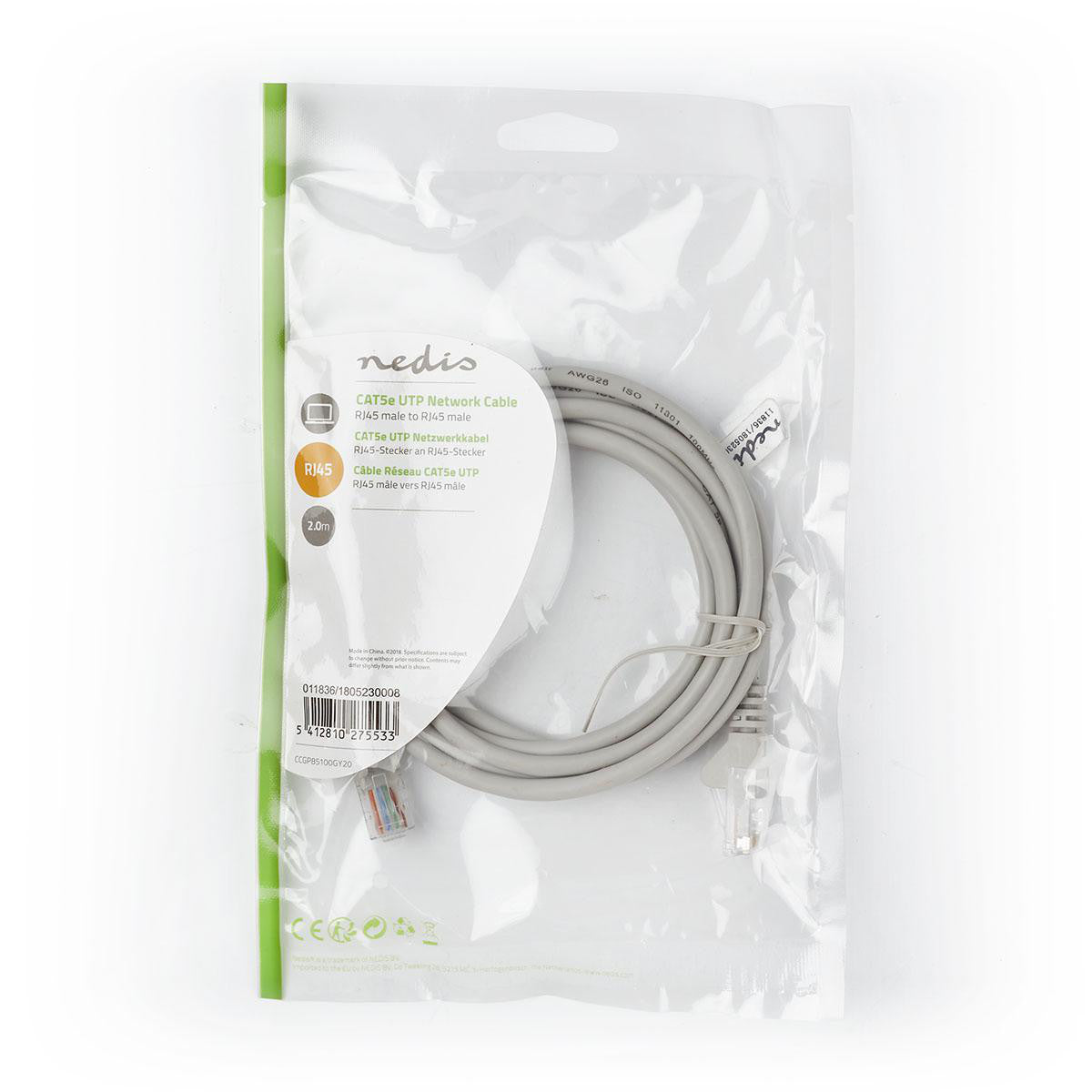 Cat5e UTP Network Cable | Rj45 Male - 2.0 m Gray