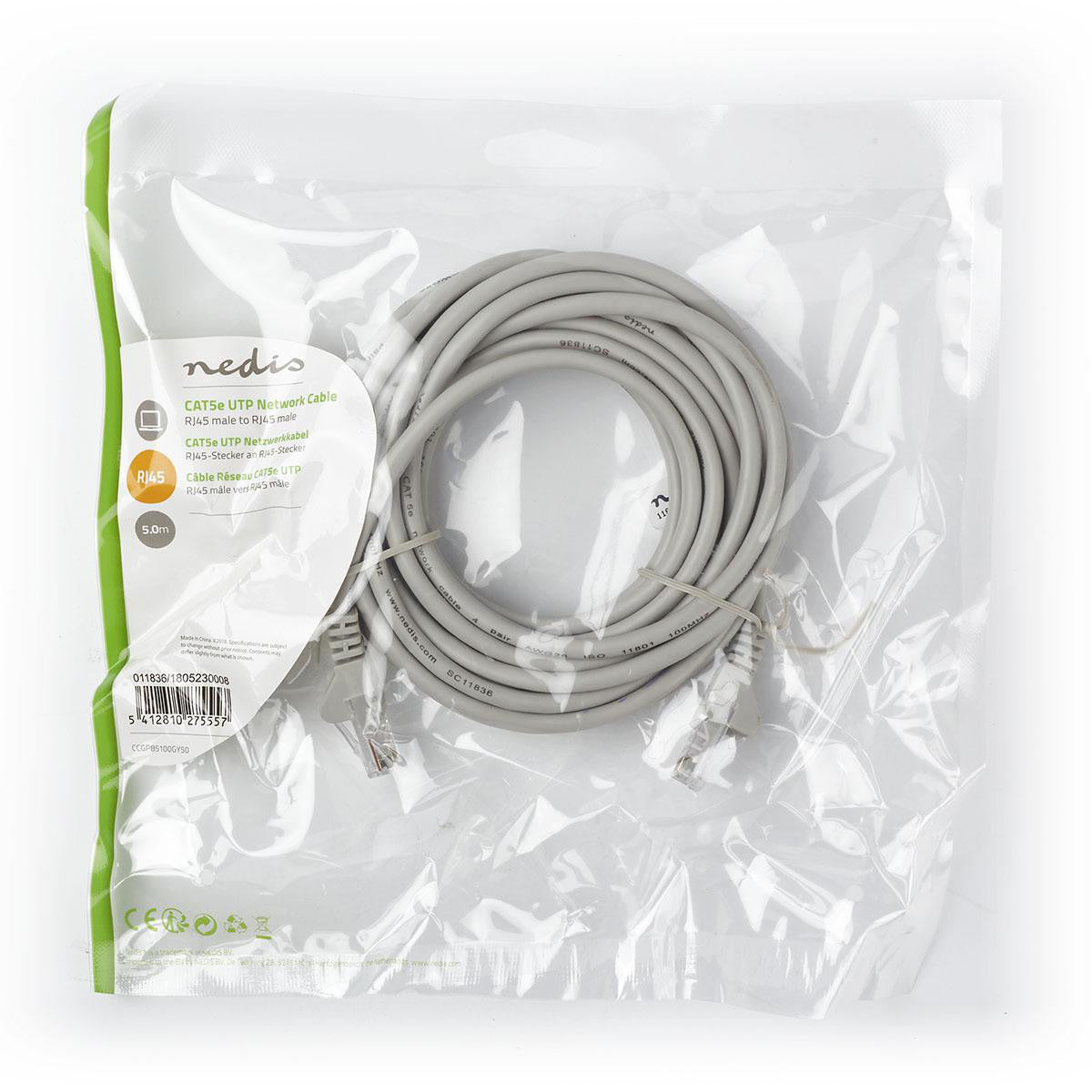 Cat5e UTP Network Cable | Rj45 Male - 5.0 m Gray