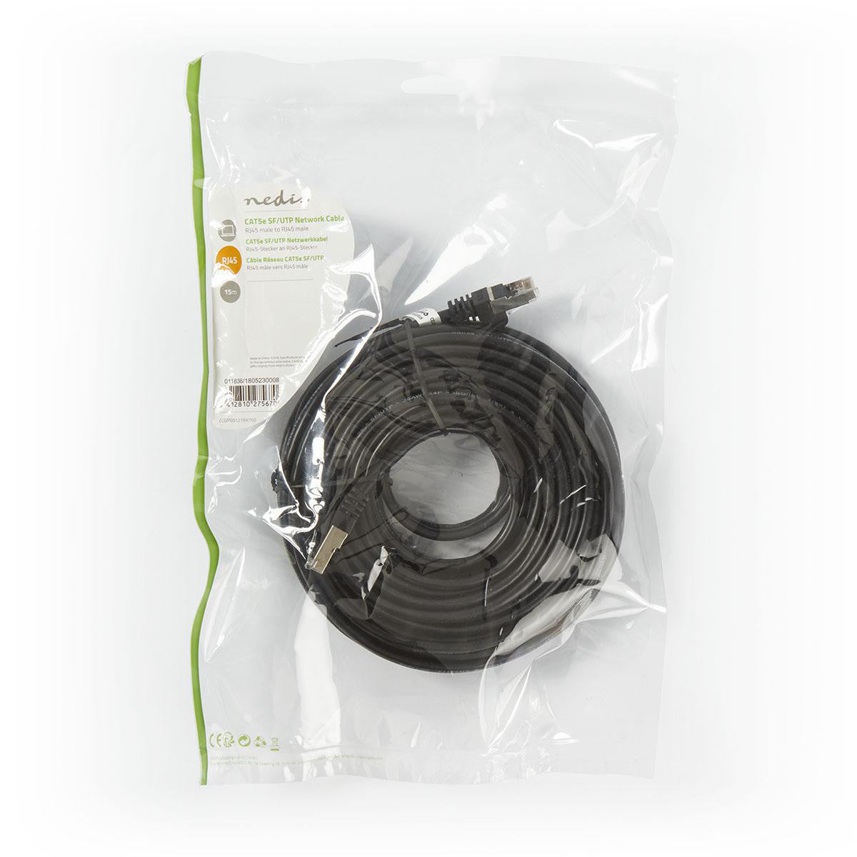 Cabo de rede Cat5e SF/UTP | RJ45 macho - 15 m preto