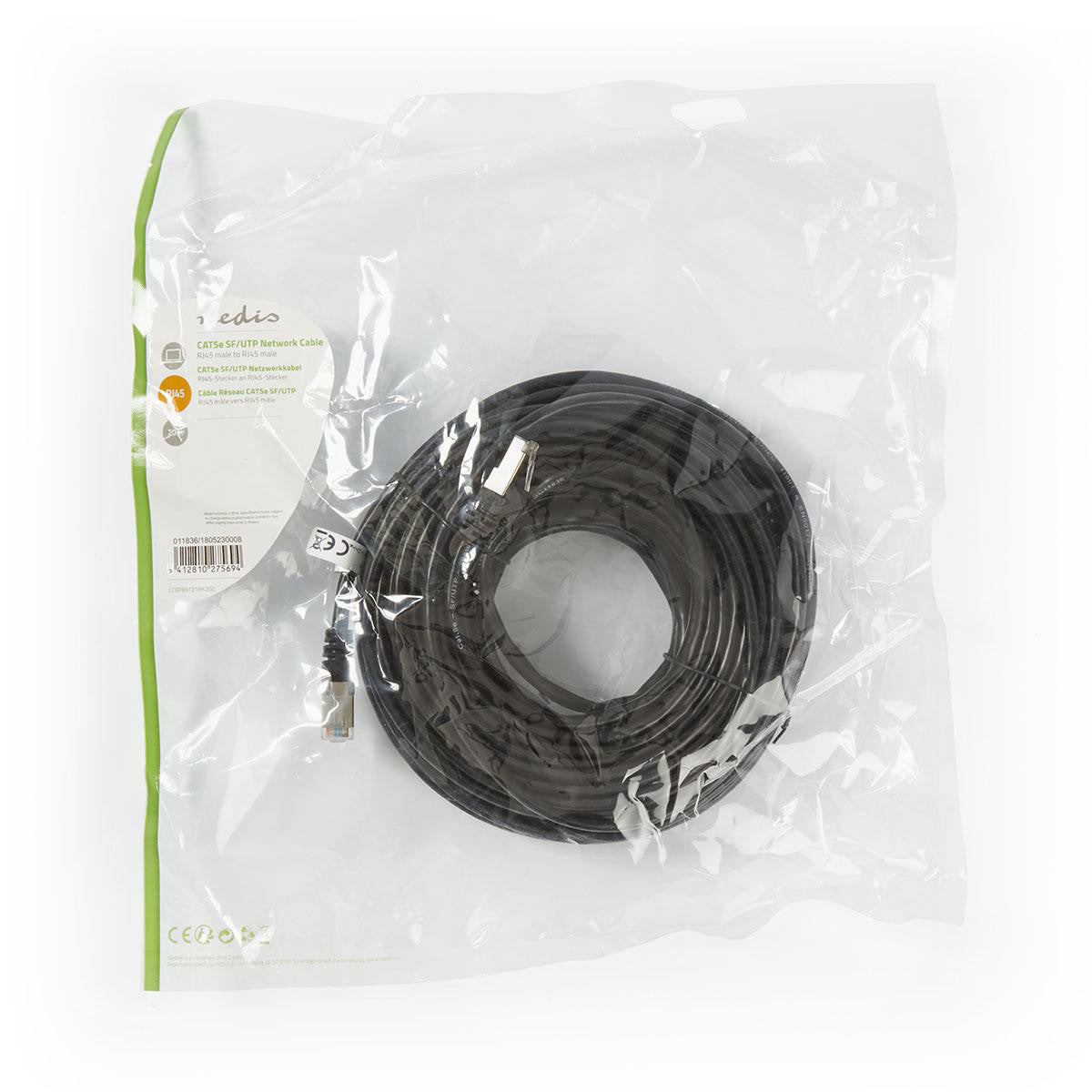 Cabo de rede Cat5e SF/UTP | RJ45 macho - 20 m preto