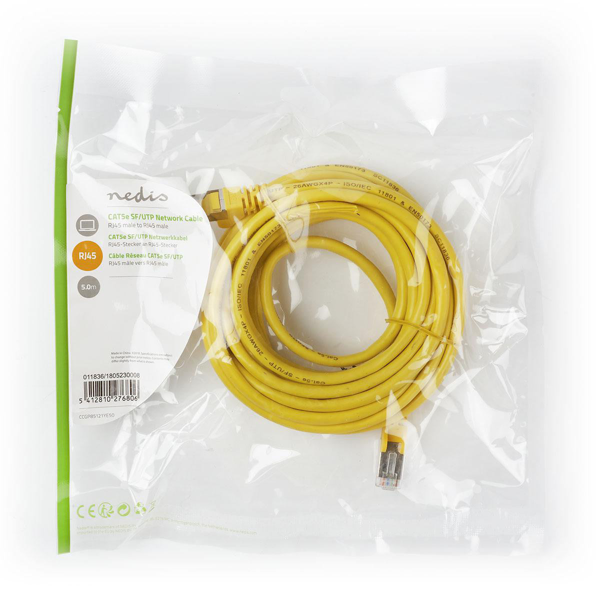 Cabo de rede Cat5e SF/UTP | RJ45 macho - 5,0 m amarelo