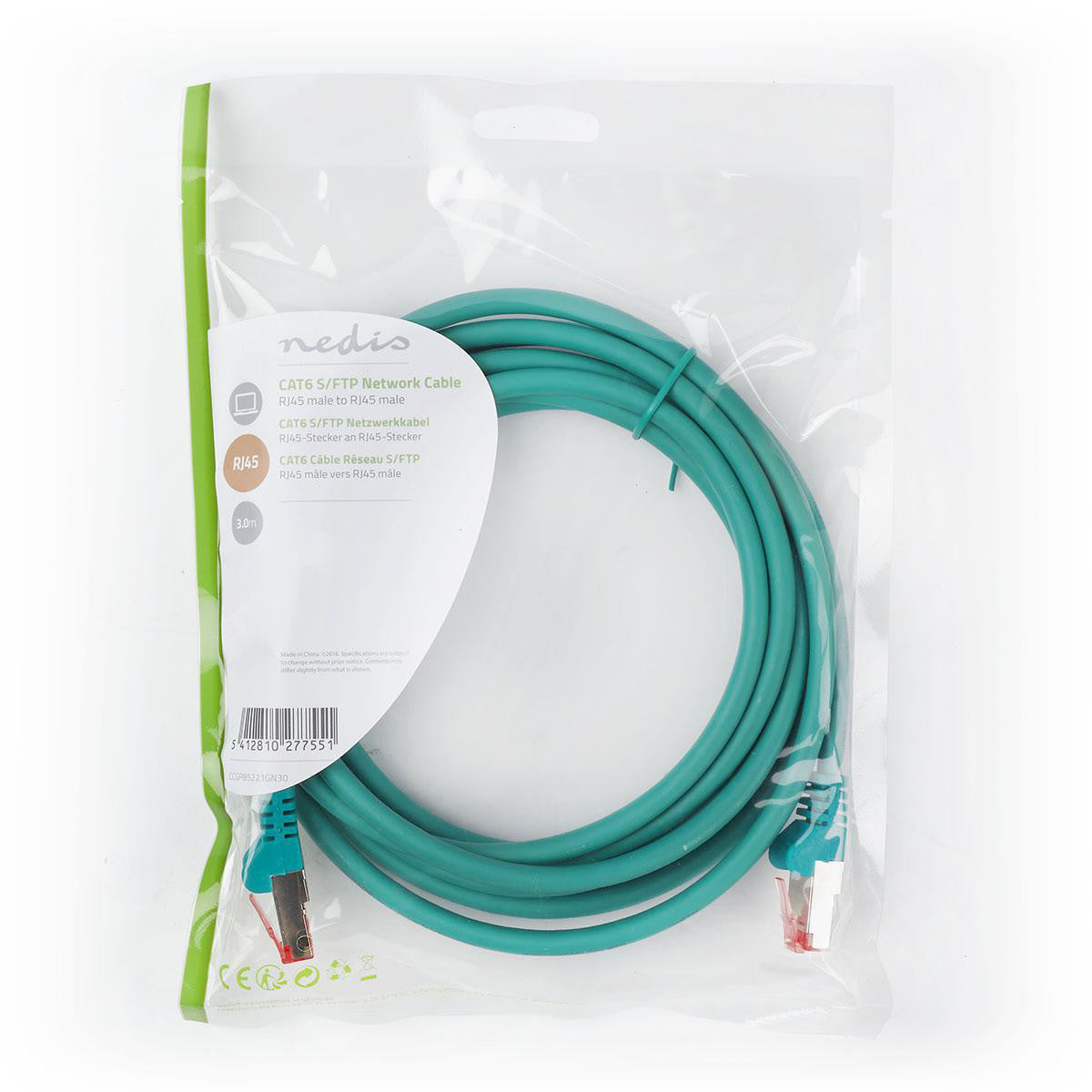 Cable de Red Cat6 S/ftp | Rj45 Macho - 3,0 m Verde