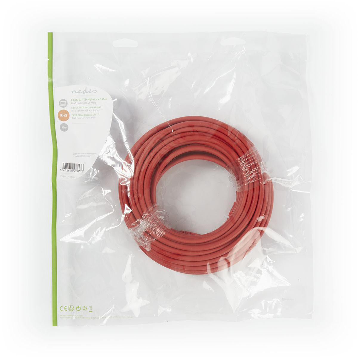 Cable de Red Cat6 S/ftp | Rj45 Macho - 15 m Rojo