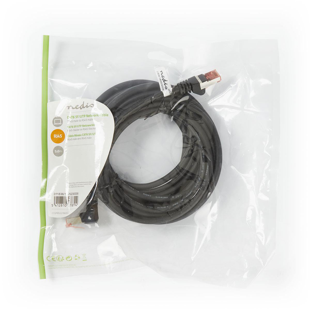 Cabo de rede Cat6 SF/UTP | RJ45 macho - 5,0 m preto
