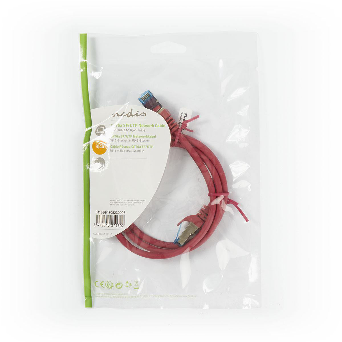Cat6a Sf/utp Network Cable | Rj45 Male - 1.0 m Red Cables