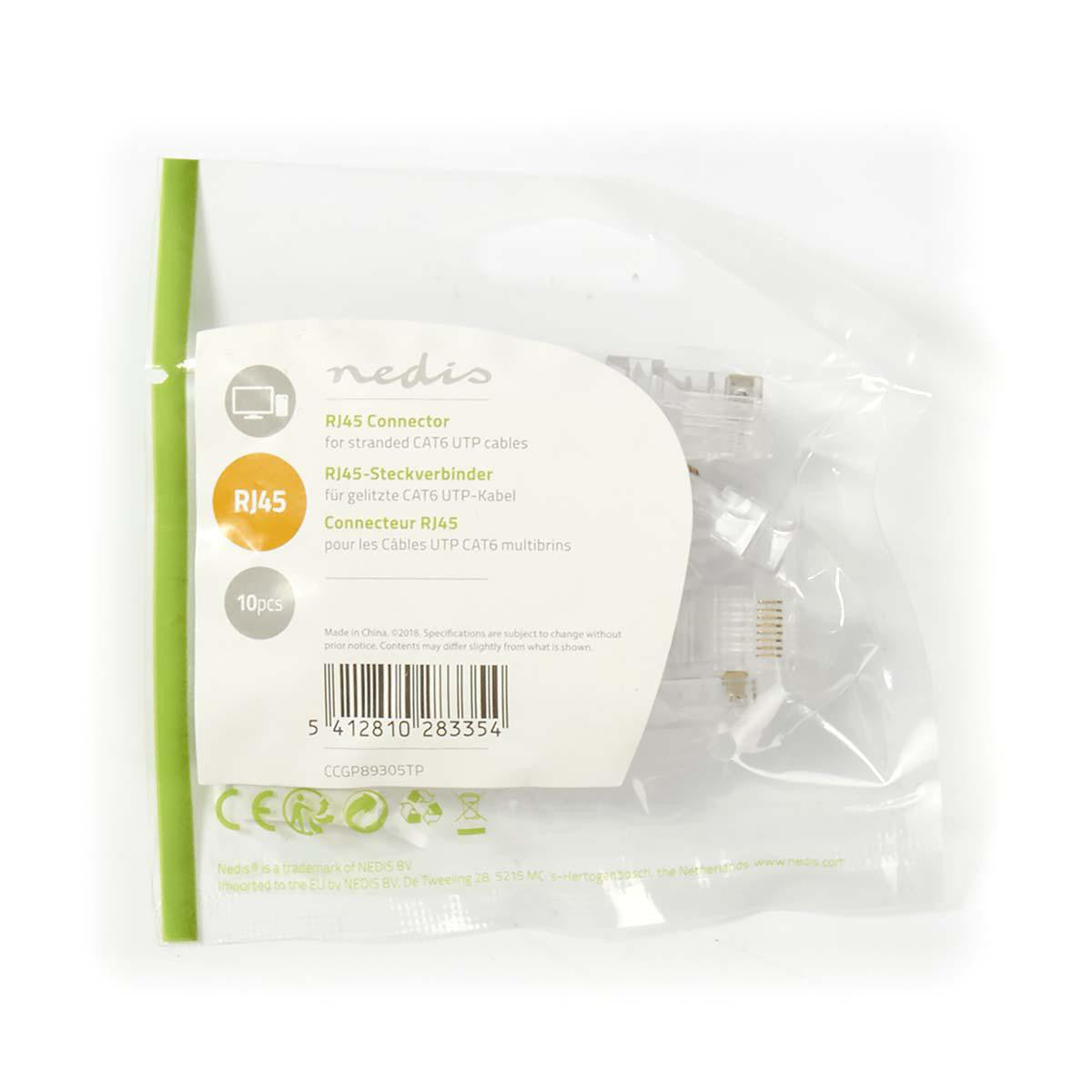 Network Connector | RJ45 Male - For Cat6 UTP Twisted Cables 10 Units Transparent