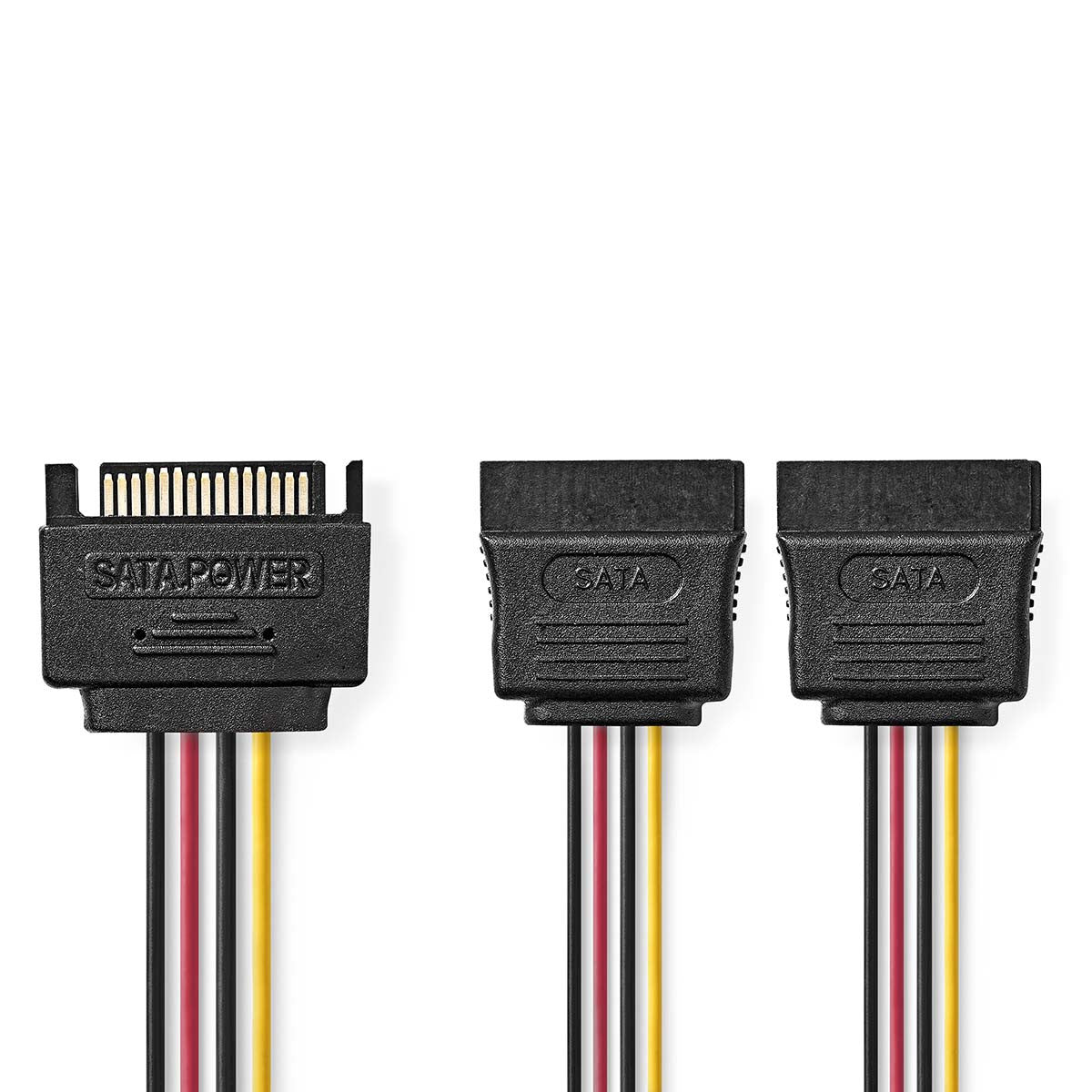 Internal Power Cable | SATA 15 Pin Male - 2 x Female 0.15 m