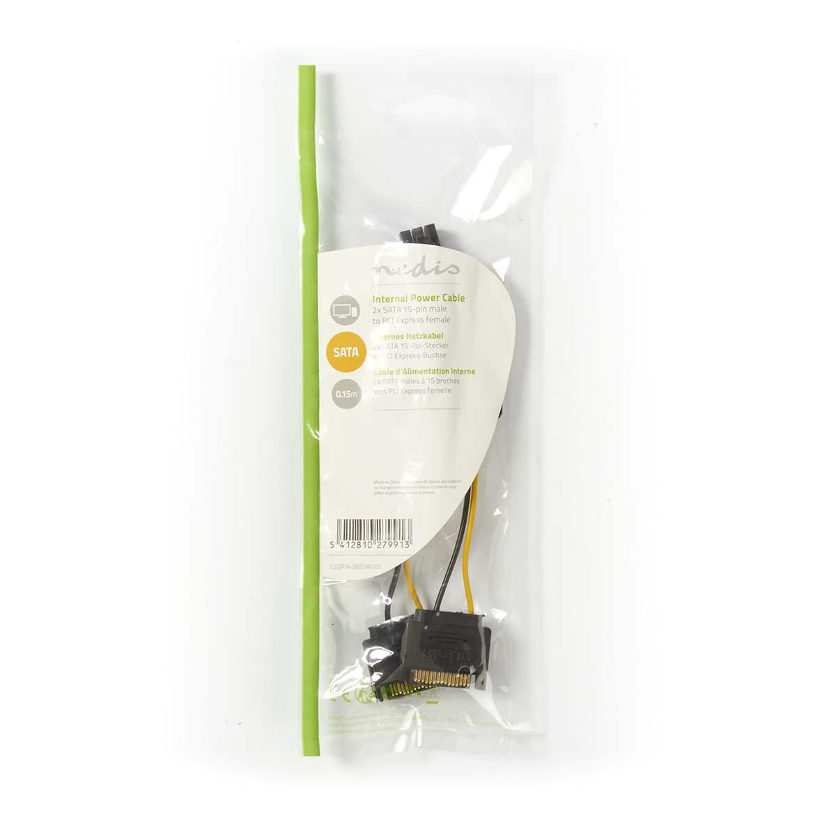 Internal Power Cable | 2 x SATA 15-Pin Male - PCI Express Female 0.15 m