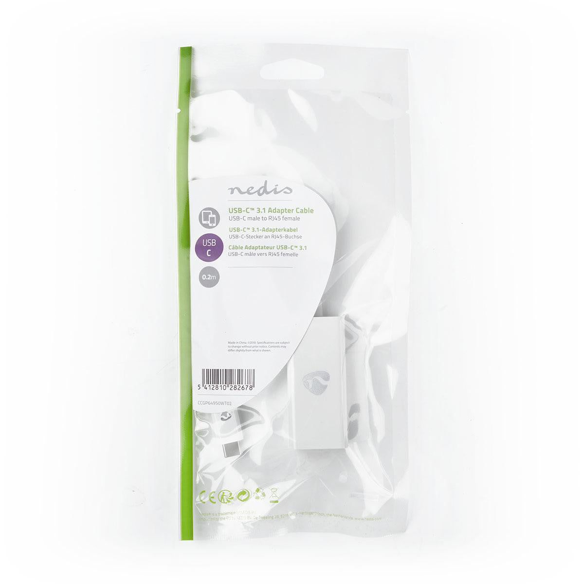 Cabo Adaptador USB Tipo C | Macho para RJ45 Fêmea 0,2 m Branco