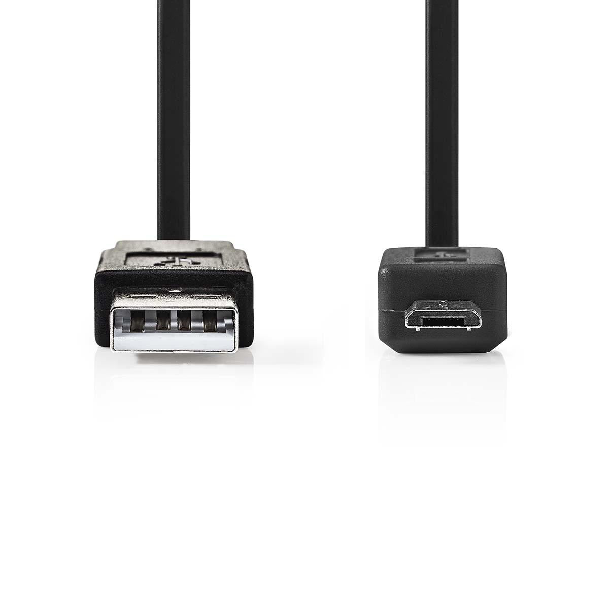 USB 2.0 Flat Cable | A Male - Micro B 1.0 m Black