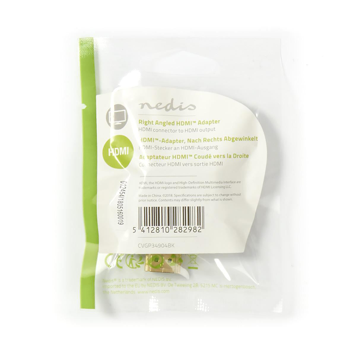 Adaptador HDMI | Conector fêmea inclinado para a direita, preto