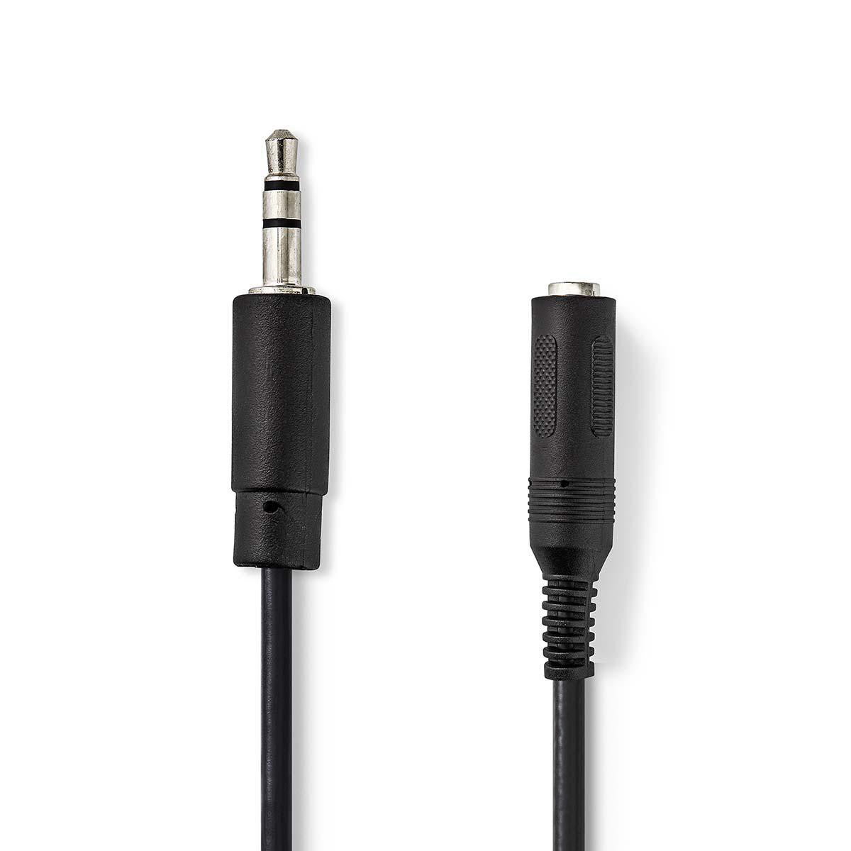 Stereo Audio Cable, 3.5mm Male to 6.35mm Female Jack, 0.2m, Black