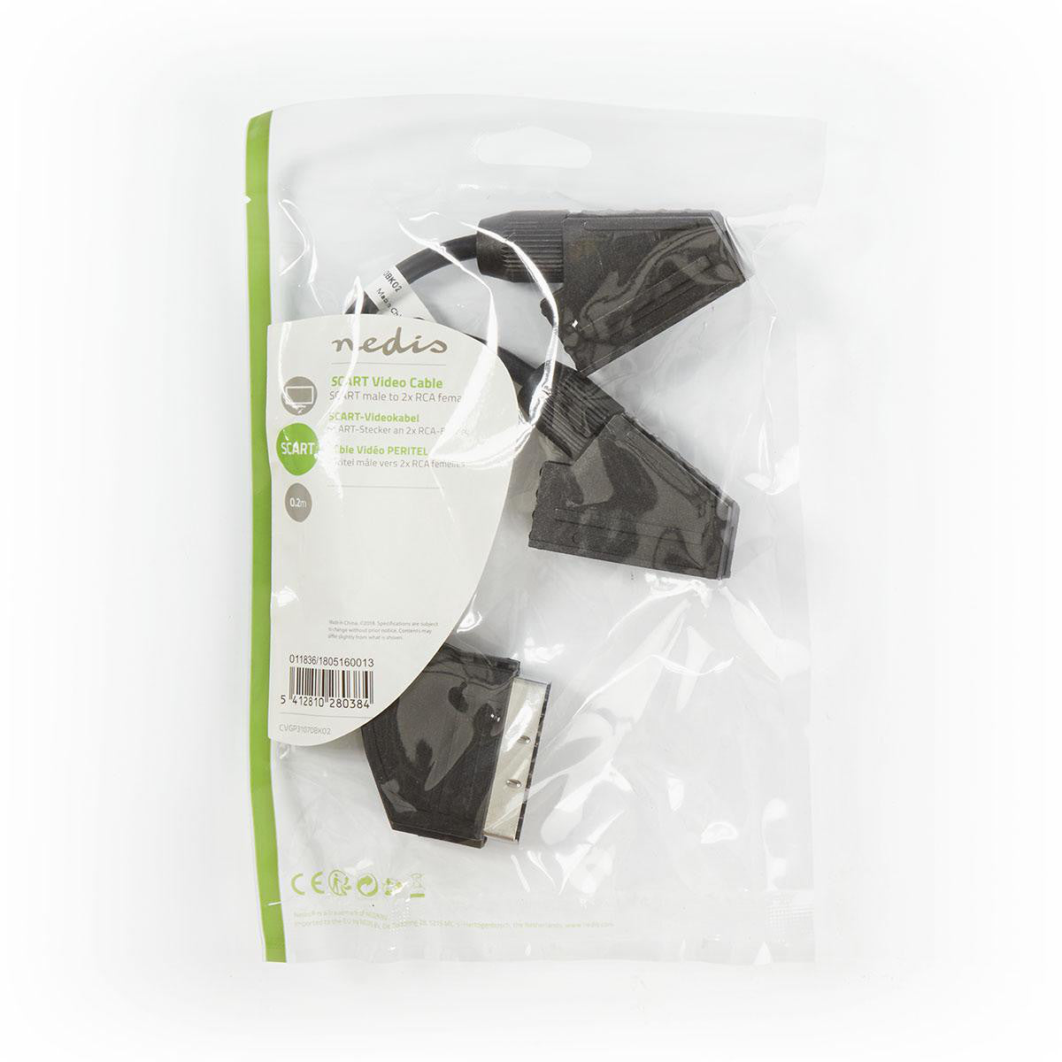 Scart Cable | Male - 2x Female 0.2m Black