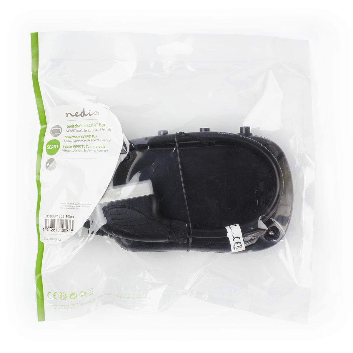 Switchable Scart Box | Male - 3x Female 0.5m Black