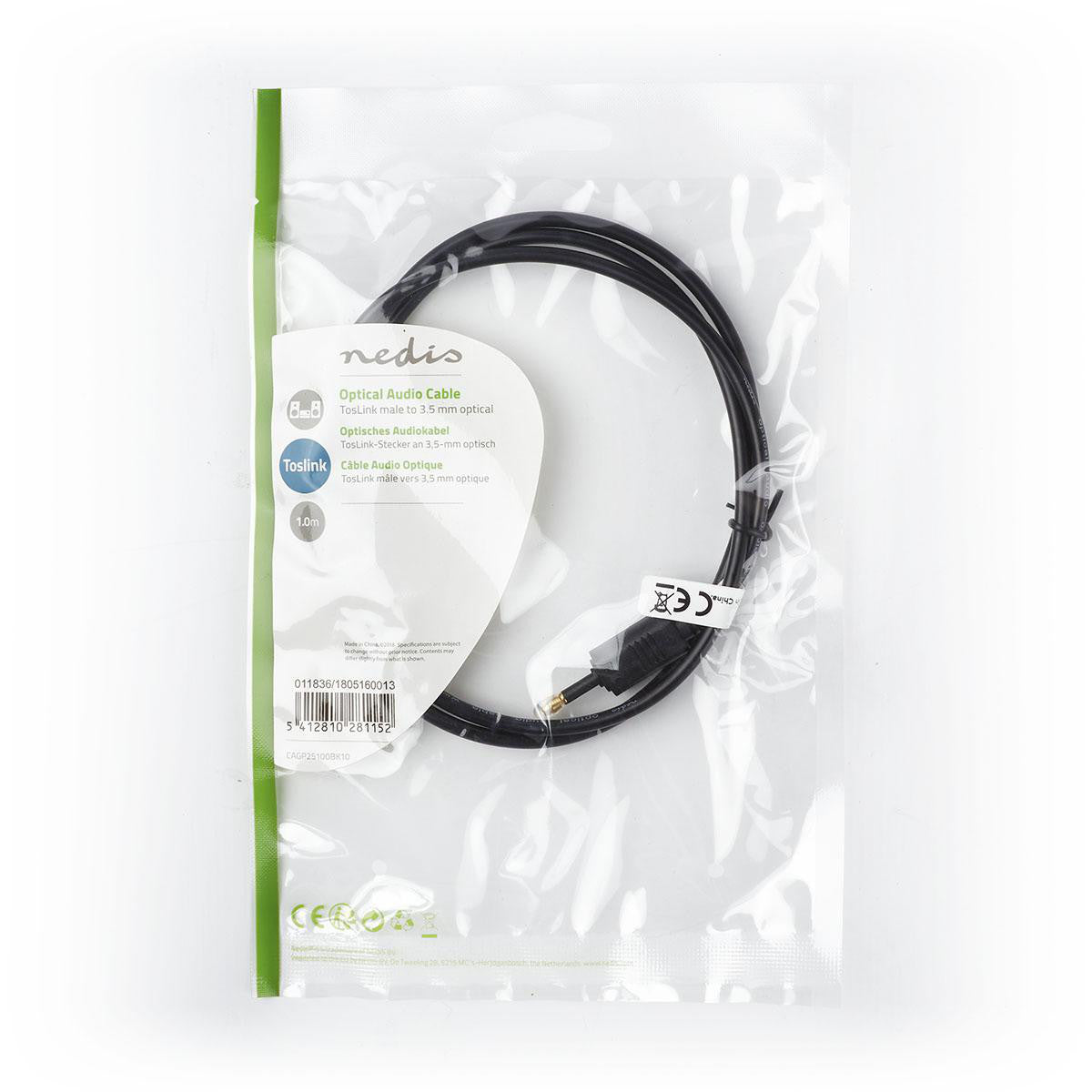 Optical Audio Cable | Toslink Male - 3.5 mm 1.0 m Black