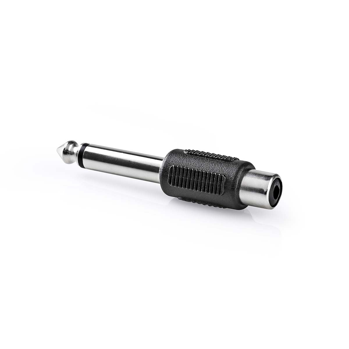 Adaptador de áudio mono | Macho de 6,35 mm para RCA fêmea, preto