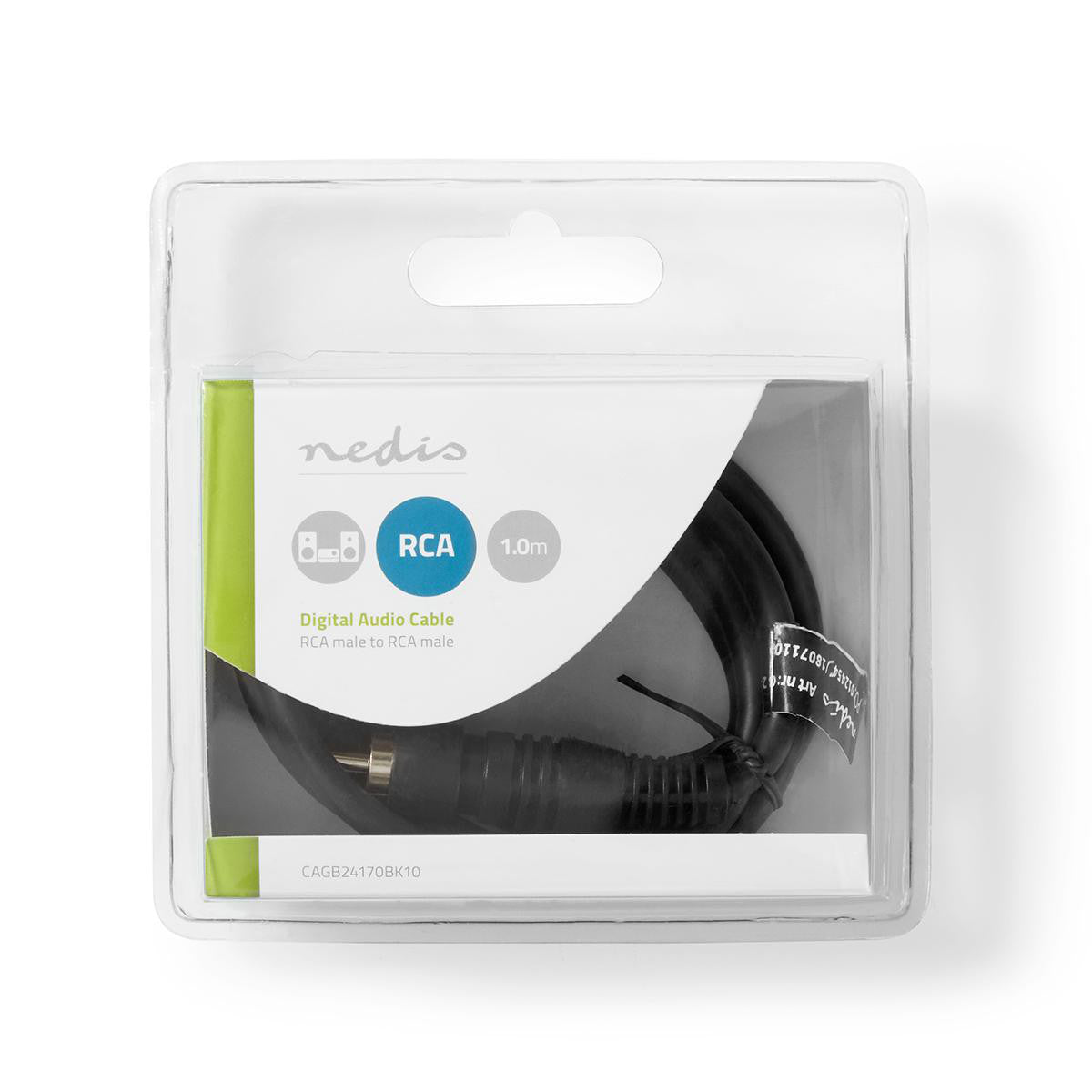 Cabo de áudio digital | RCA macho - 1,0 m, preto