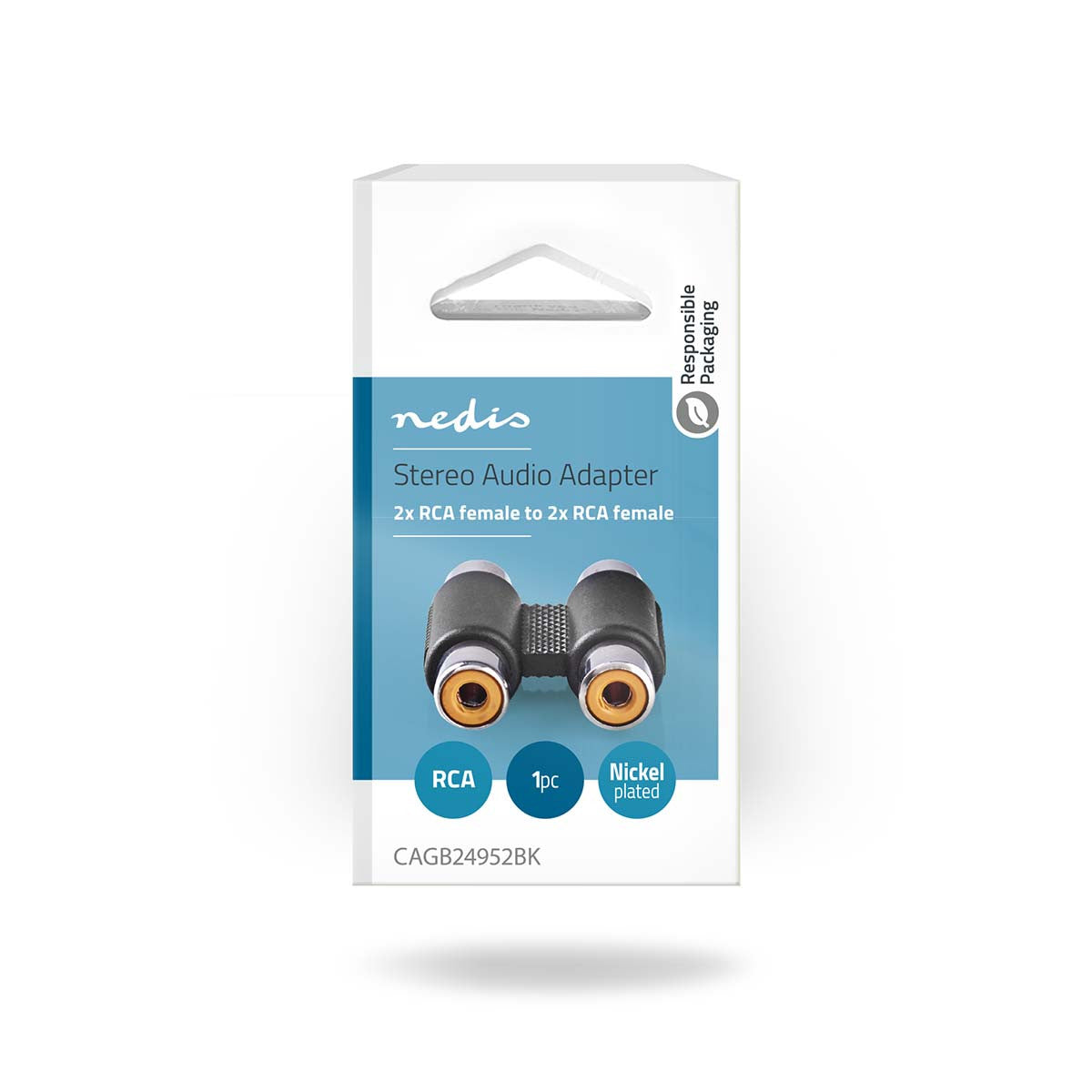 Adaptador de áudio estéreo | 2x RCA fêmea - Preto