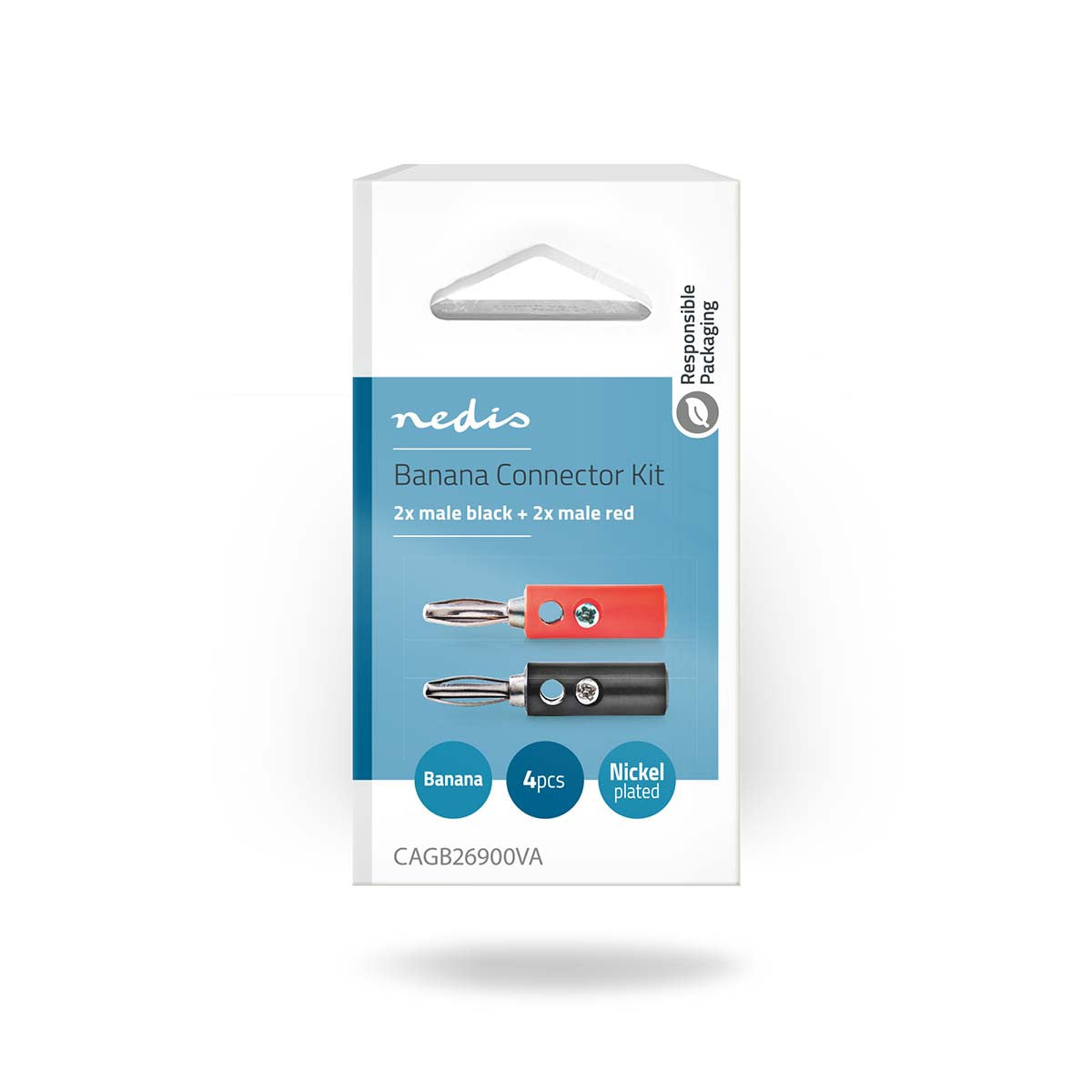 Kit de Conectores Banana Macho - 4 Unidades Preto/Vermelho