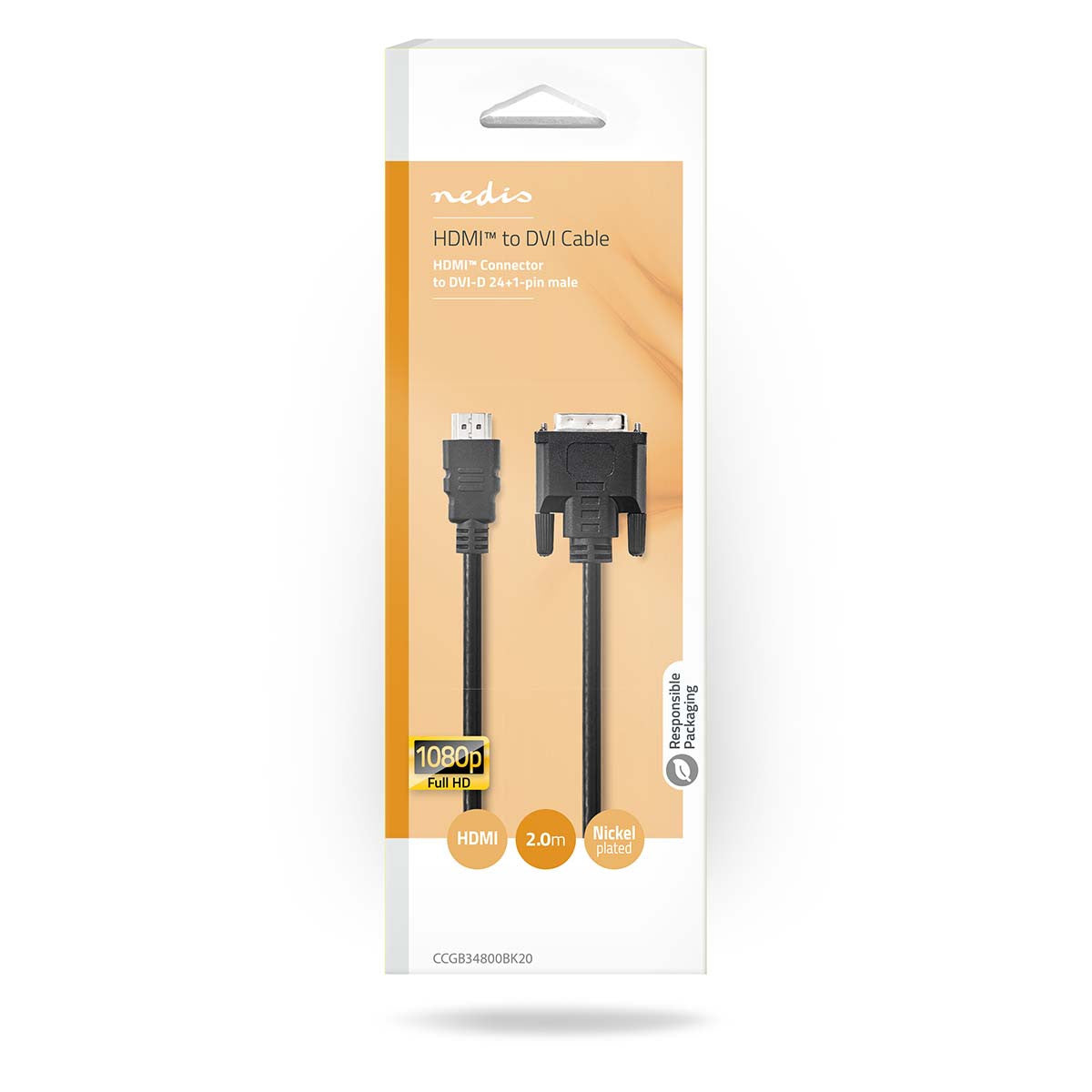 HDMI-DVI Cable | HDMI to DVI-D Male Connector 24+1 Pin 2.0 m Black