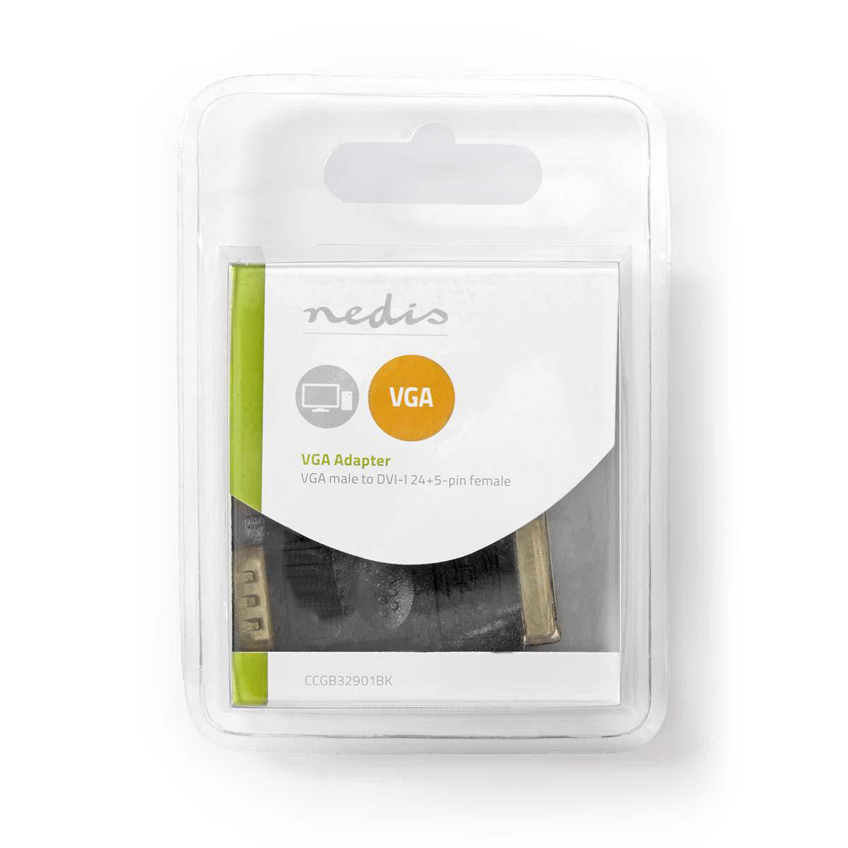 VGA - DVI Adapter | DVI-i Male to 24+5 Pin Female Black