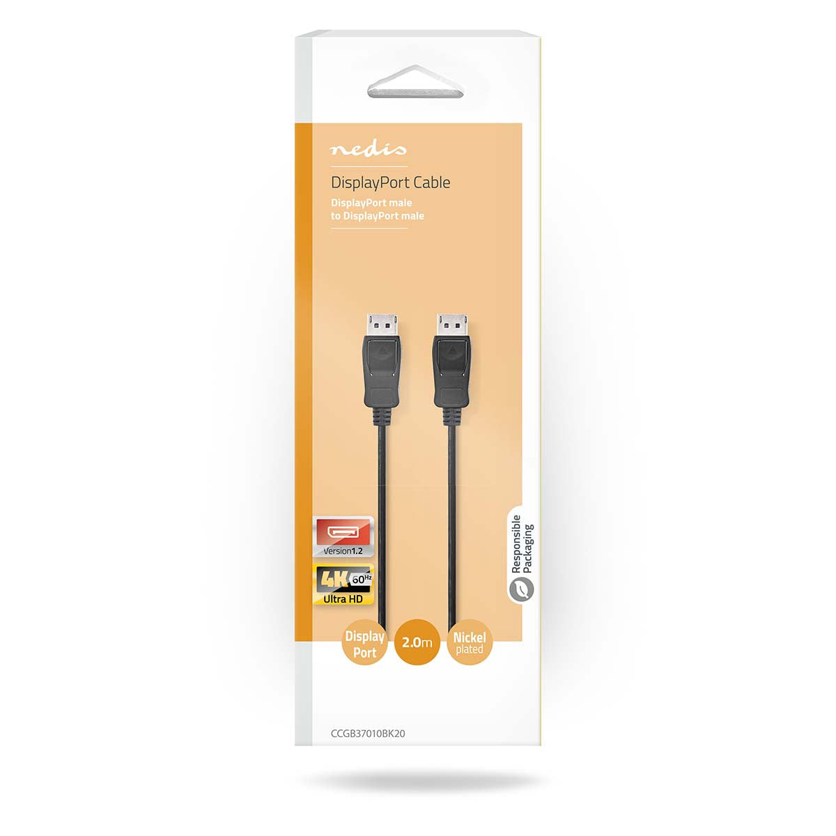 Displayport 1.2 Cable | Male - 2.0 m Black
