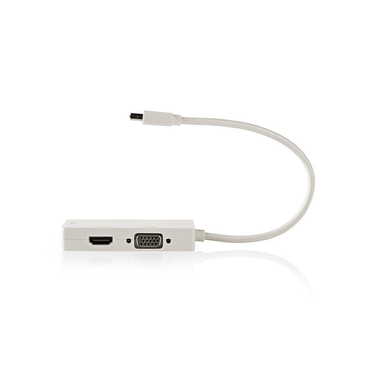 Mini DisplayPort Multiport Adapter Cable | Male to VGA Female/DVI-D Female 24+1 Pin/HDMI Input 0.2 m White