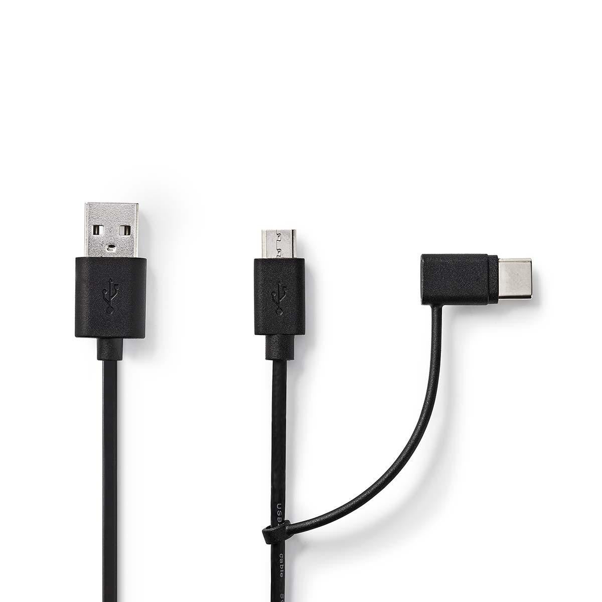 2 in 1 Charging and Sync Cable | USB A Male - Micro B/USB Type C 1.0 m Black