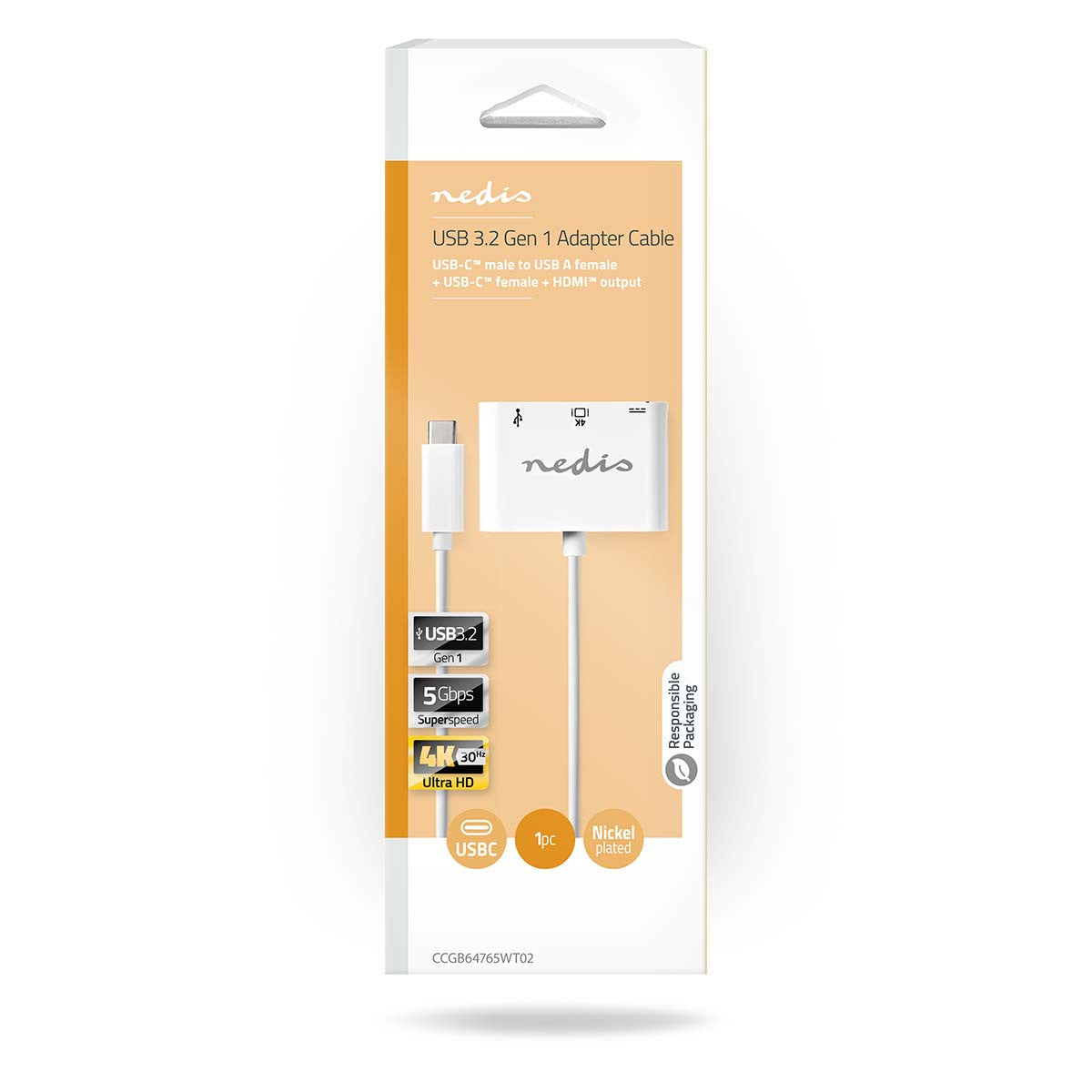 Cabo Adaptador USB Tipo C | Macho para Fêmea/Tipo C/Saída HDMI 0,2 m Branco