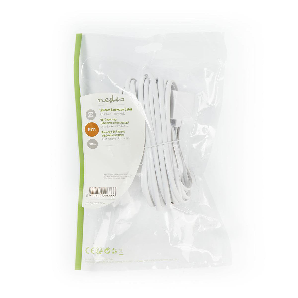 Telecommunication Extension Cable | RJ11 Male - Female 10.0 m White