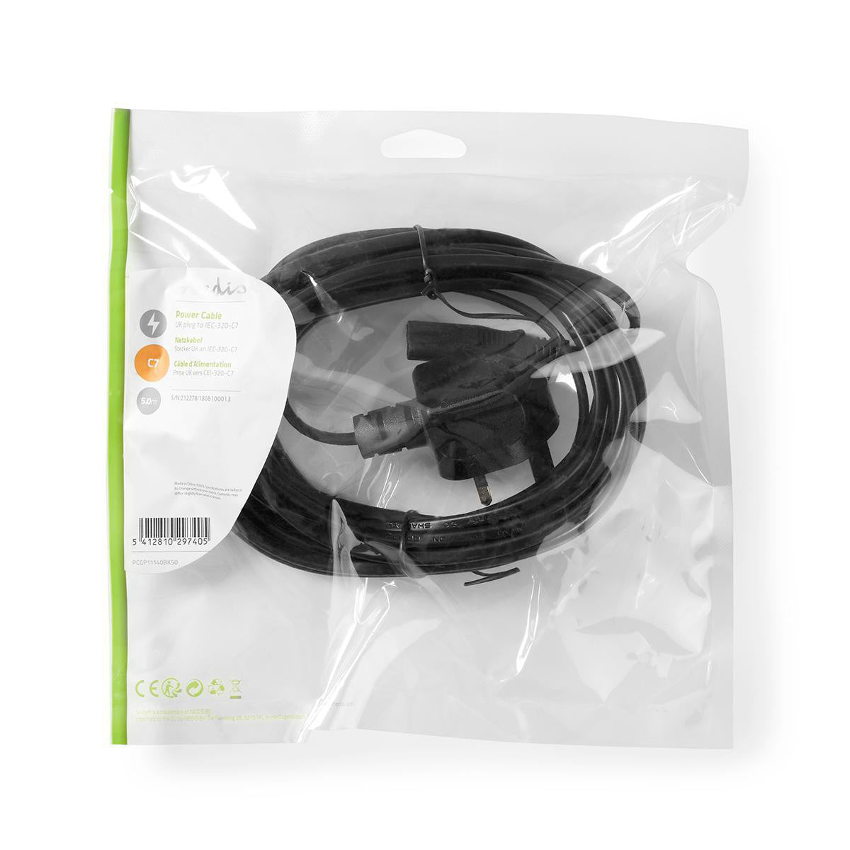 Cable de Alimentación | Conector Para Reino Unido - Iec-320-c7 5,0 m Negro