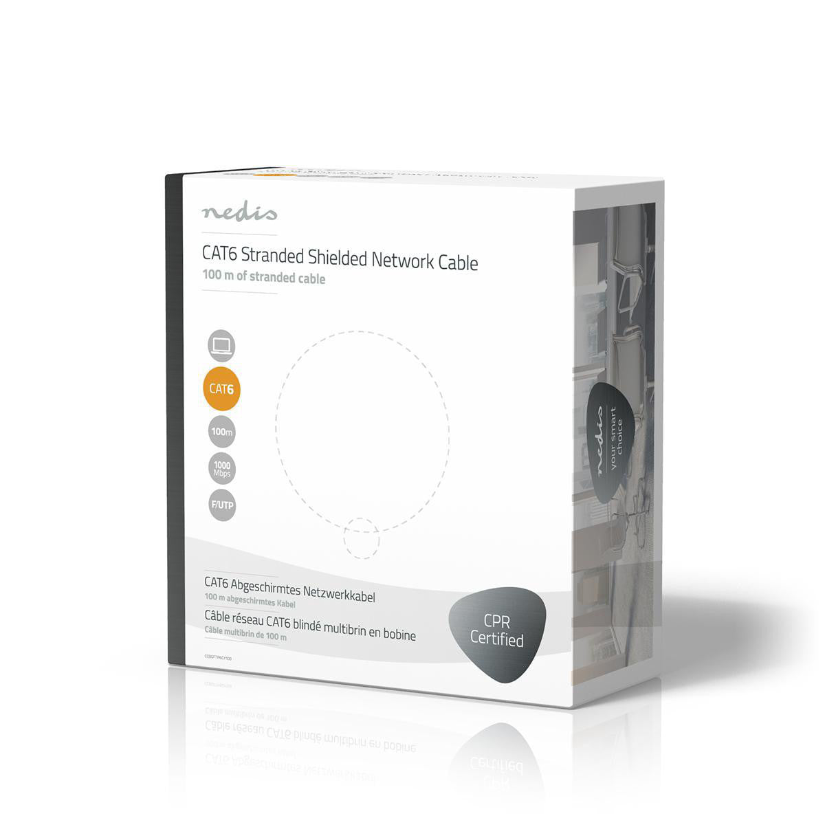 Cabo de rede Cat6 F/UTP | Par entrançado - Cabos cinzentos de 100 m