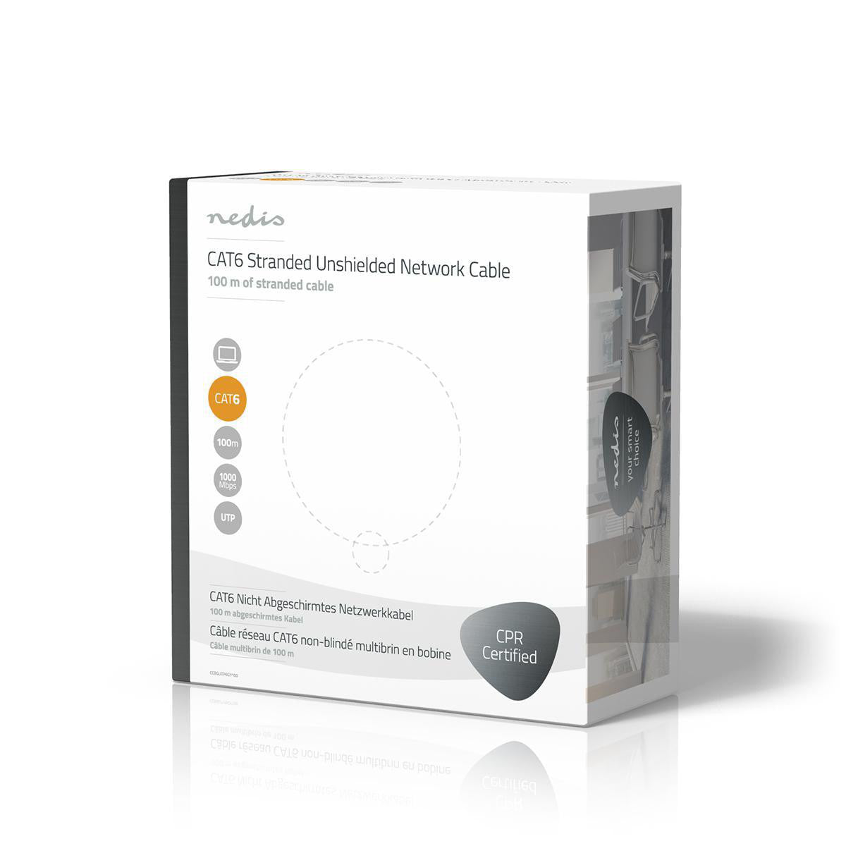 Cat6 UTP Network Cable | Braided - 100 m Grey Cables