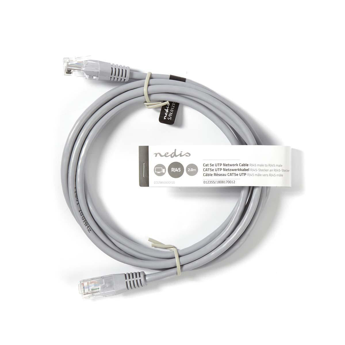 Cabo de rede Cat5e UTP | Conector macho RJ45 (8p8c) - 2,0 m, cinzento