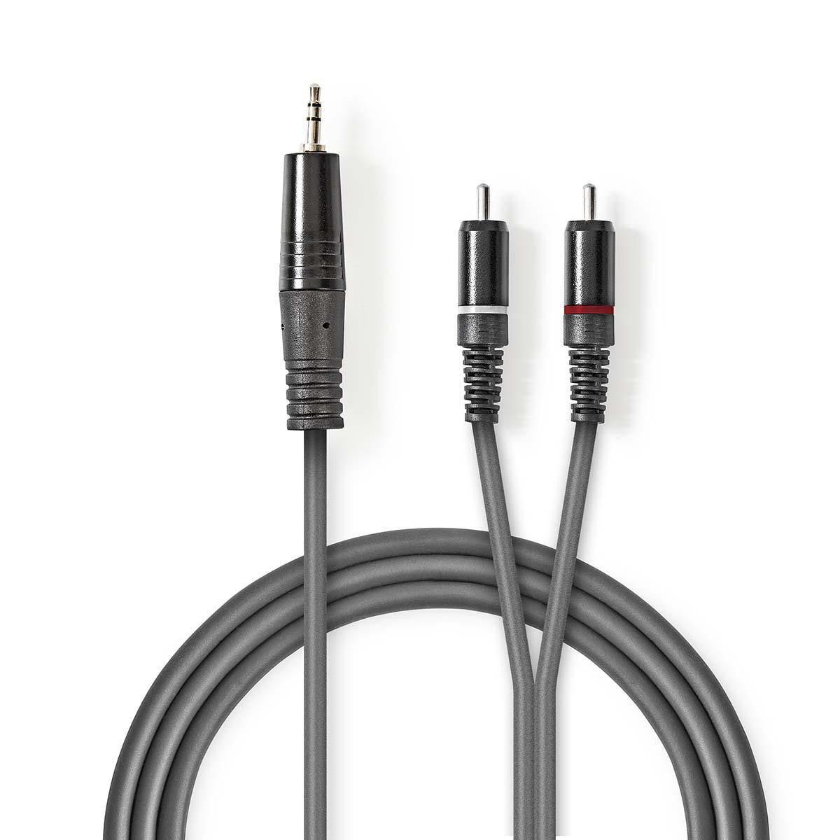 Stereo Audio Cable | 3.5mm Male - 2x RCA 5.0m Grey