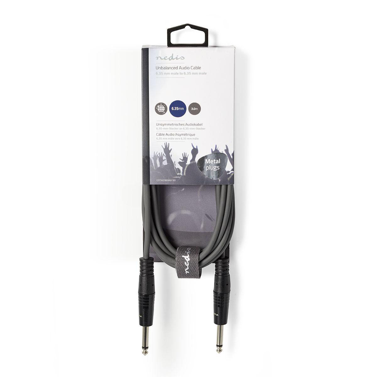 Cabo de áudio estéreo | 2x 6,35 mm macho - 3,5 mm 5,0 m Cinza