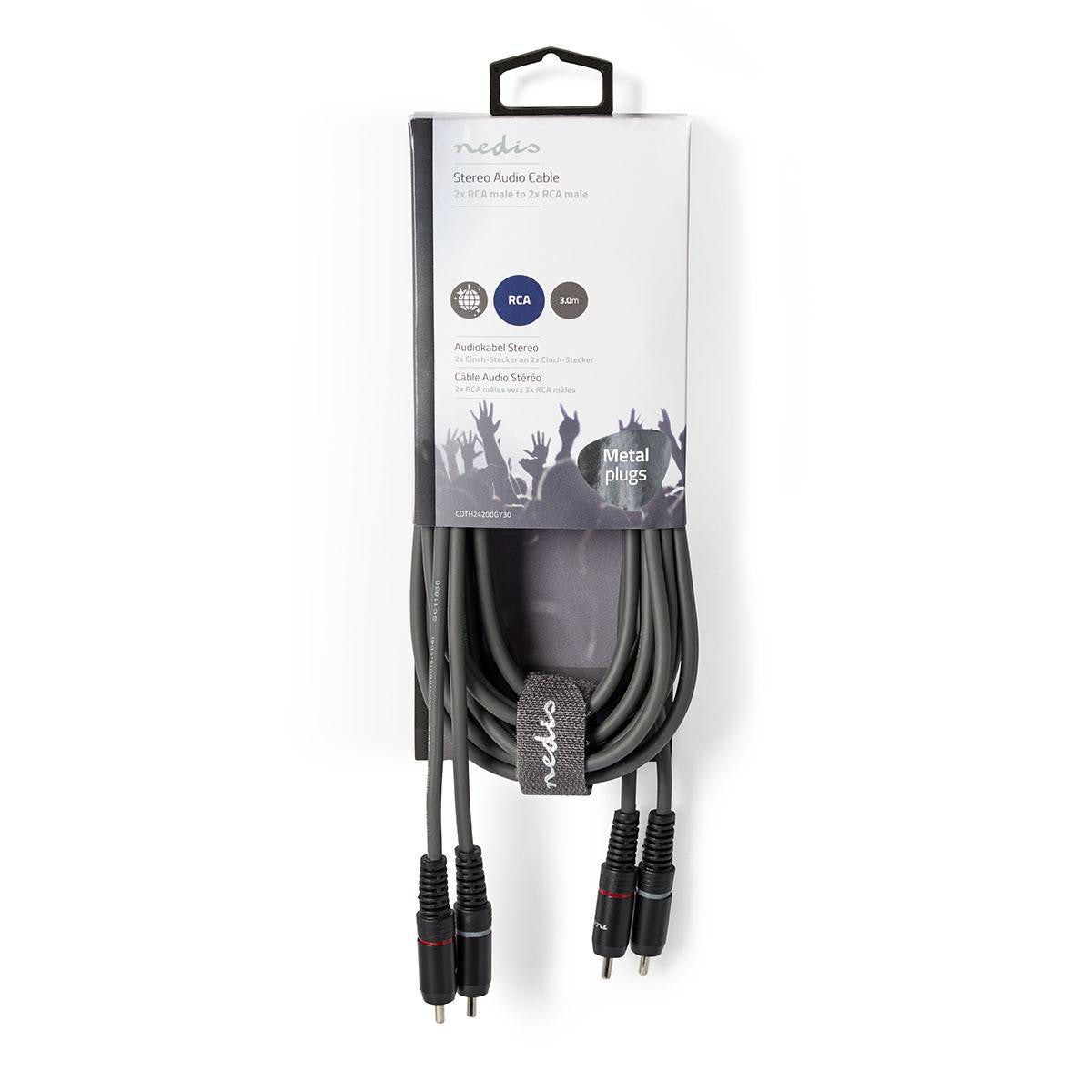 Cable de Audio Estéreo | 2x RCA Macho | 3,0 m Gris