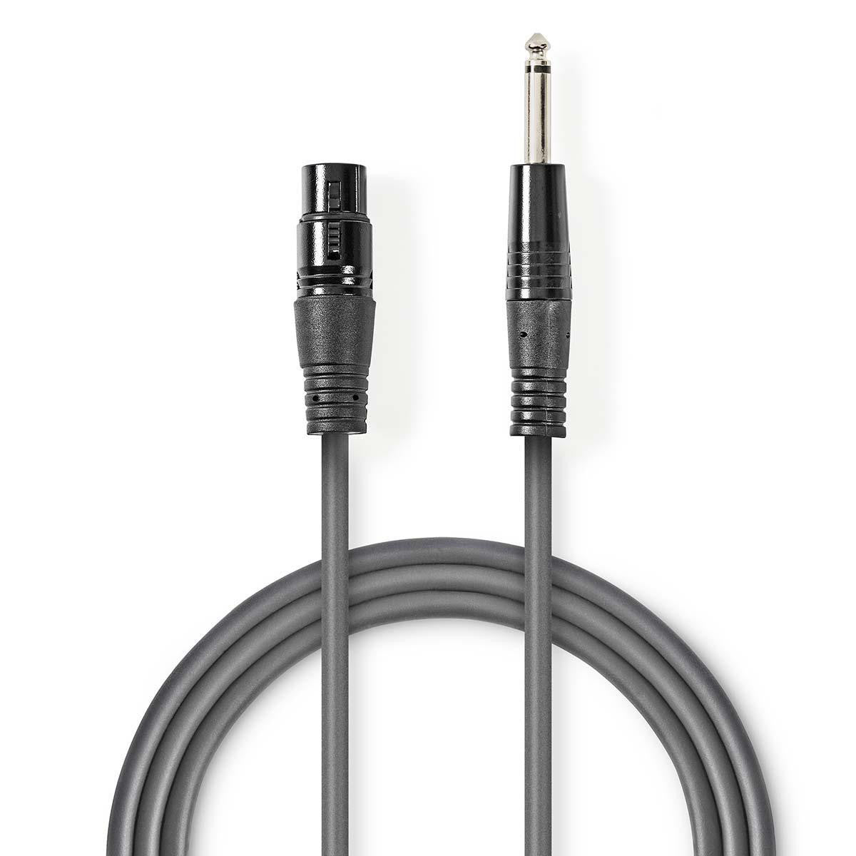 Cable de Audio XLR desbalanceado 3 Pines Hembra a 6,35 mm Macho - Gris