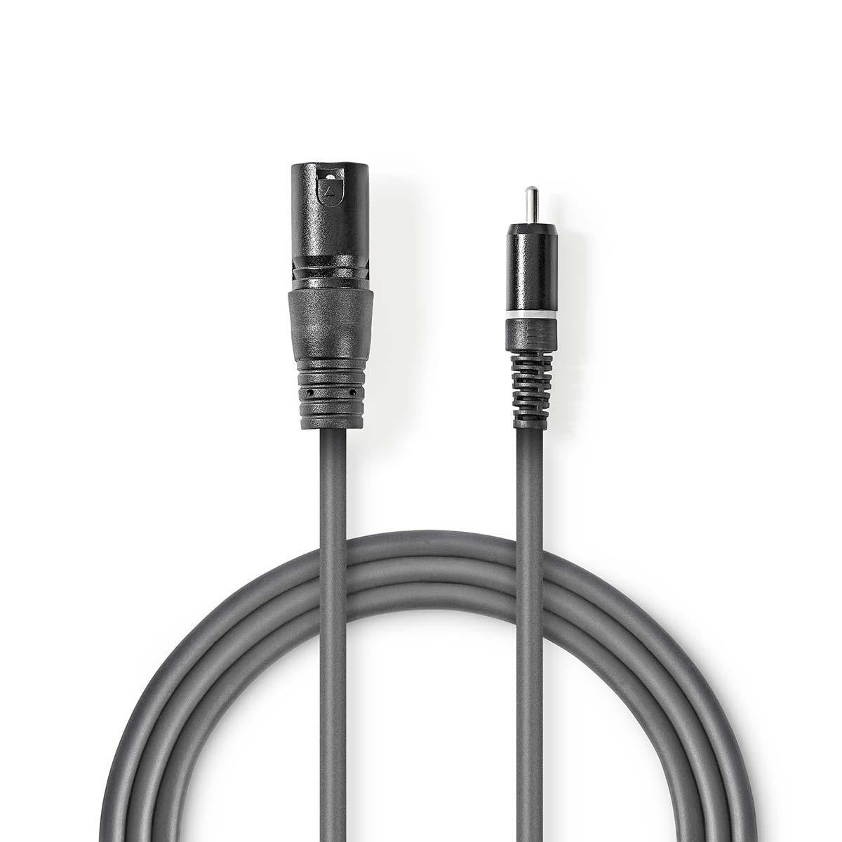 XLR Audio Cable | 3 Pin Male - RCA 3.0 m Grey
