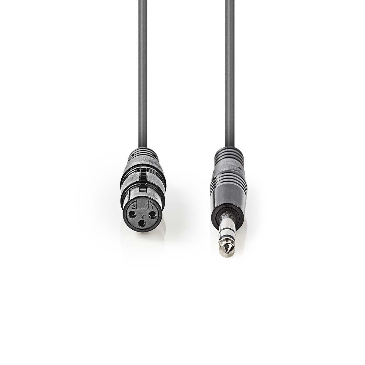 Cabo de áudio balanceado XLR | Conector fêmea de 3 pinos para conector macho de 6,35 mm, 1,50 m