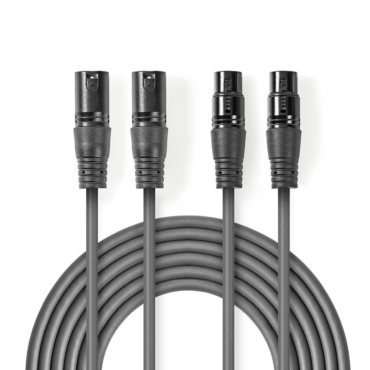 Compensated XLR Audio Cable | 2x 3 Pin Male - Female 3.0 m Grey